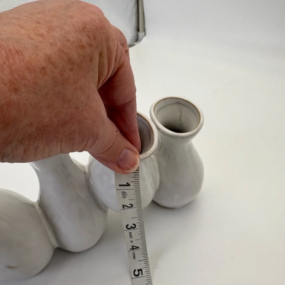 Multi-Vase Cream/White Ceramic/Pottery Style Vase Set